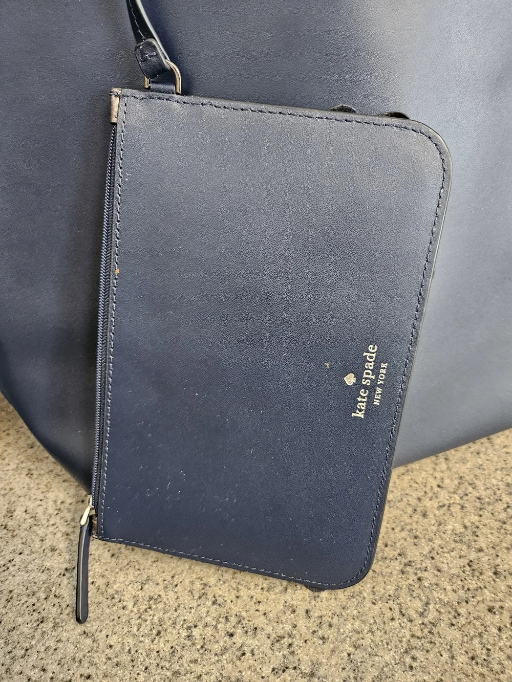 kate spade New York Navy & Pink Leather Tote with Floral Wristlet